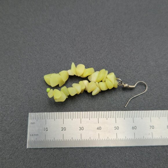 Silver Plated Light Green Shell Handmade Dangle Earrings A6097 - Picture 4 of 5